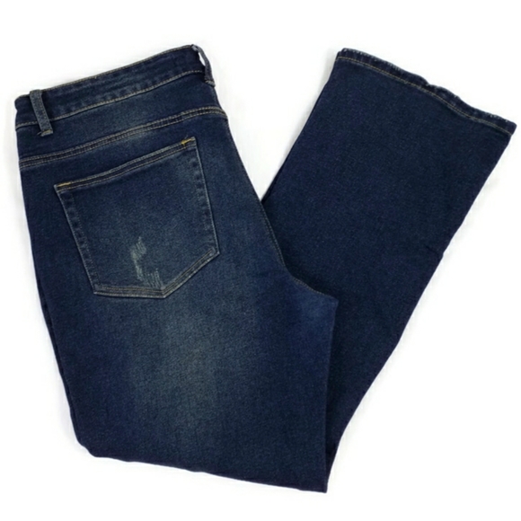 Lucky & Blessed Dark Wash Mid-Rise Boyfriend Destructed Knee Jeans Womens 18 - Picture 2 of 13